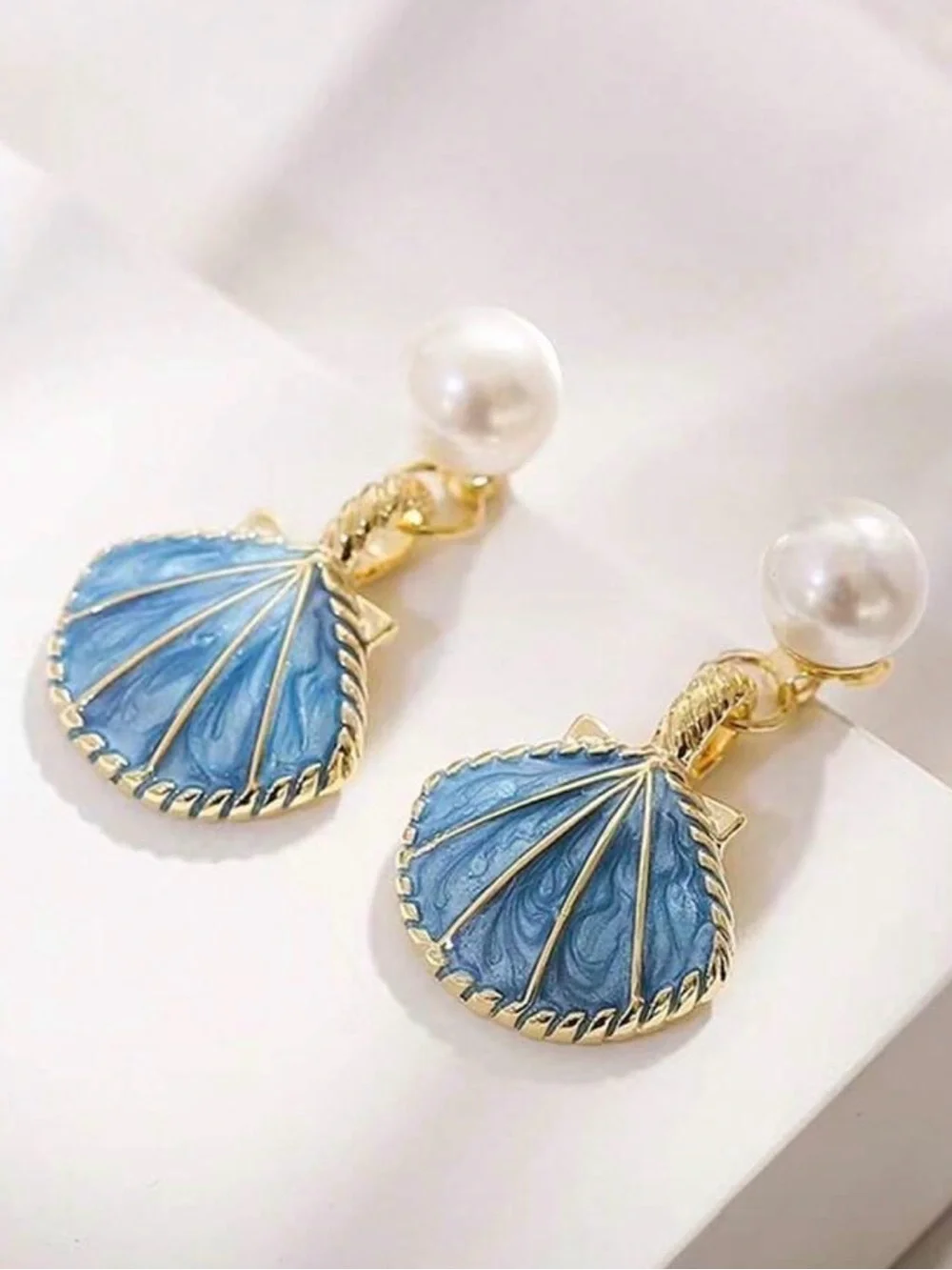 Blue Shell  Drop Earrings